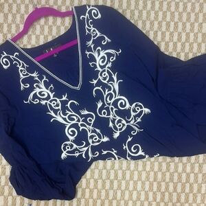 Lulus Navy Blue Embroidered Dress